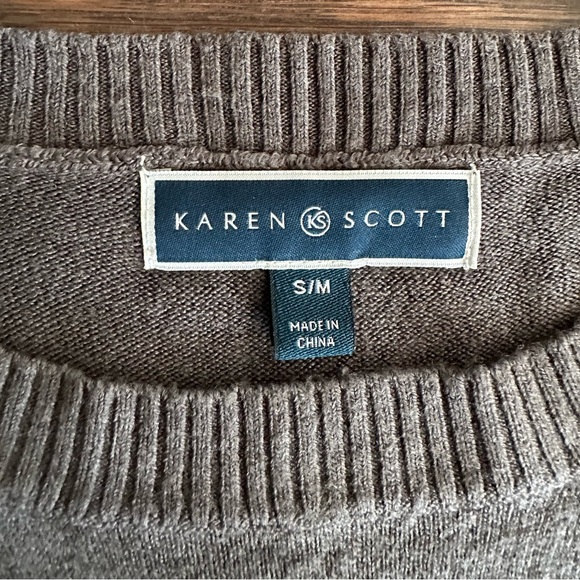 KAREN SCOTT RUFFLED PONCHO SWEATER SIZE S/M GRAY - Picture 4 of 5